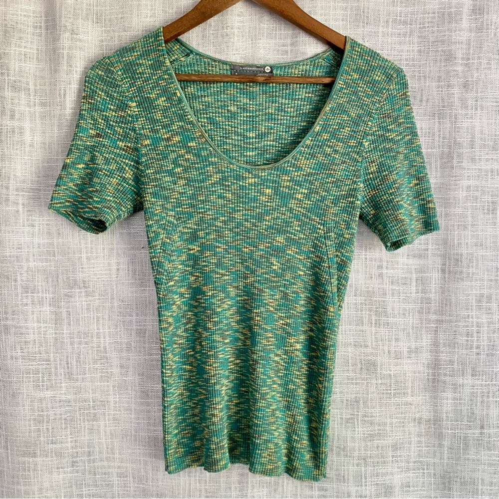 Anthropologie Ribbed Scoop Neck Sweater Top